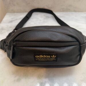Adidas Originals Black Faux Leather Fanny Pack Waist Bag